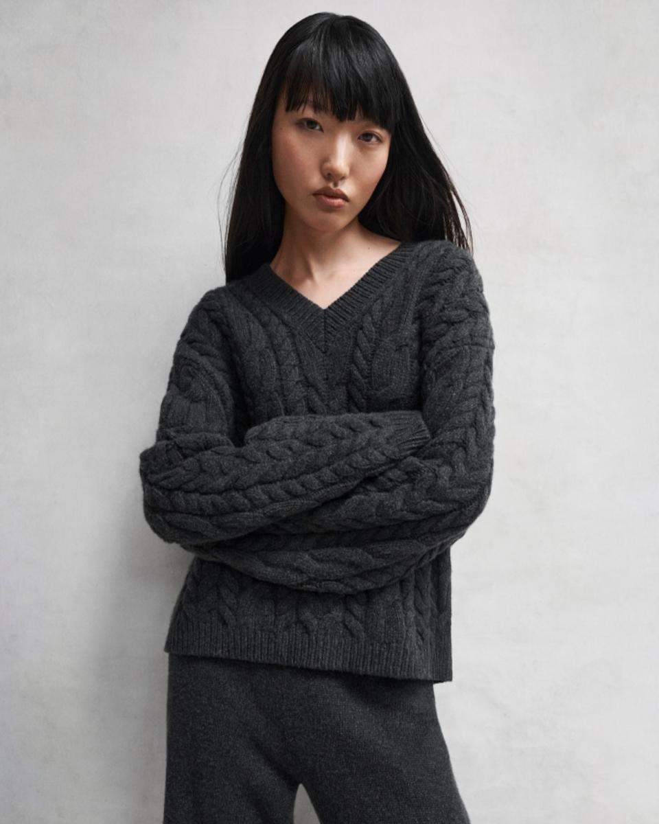 Cable-Knit Sweater in Felted Wool-Cashmere