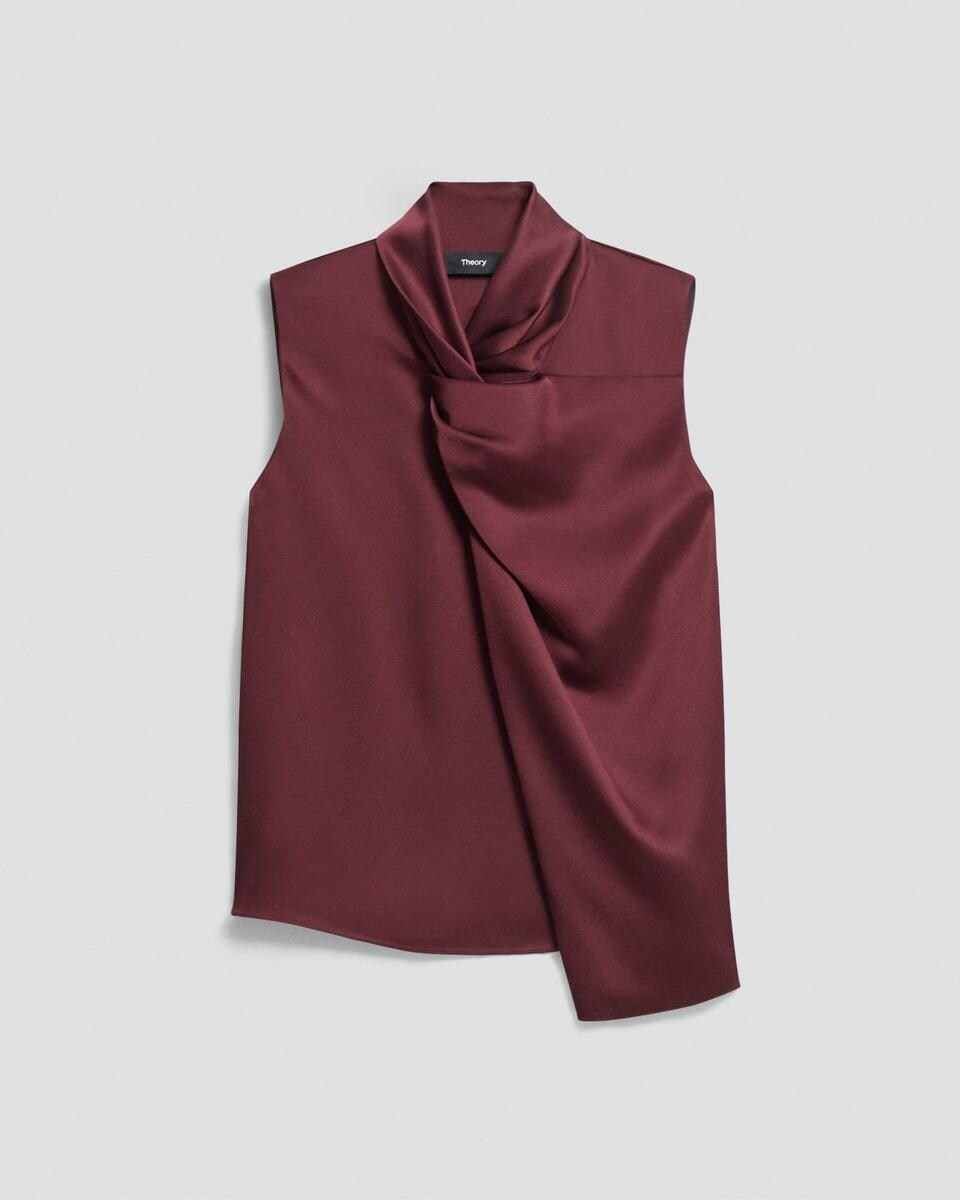 Twisted Split Blouse in Satin