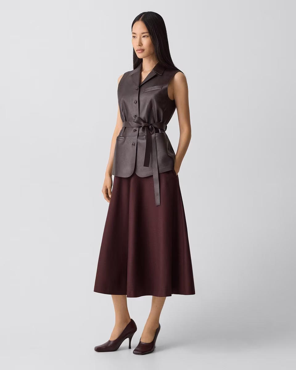Flared Midi Skirt in Sleek Flannel