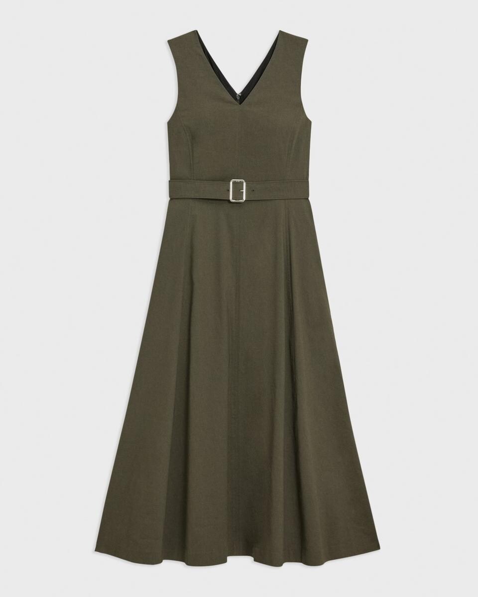 V-Neck Volume Dress in Good Linen