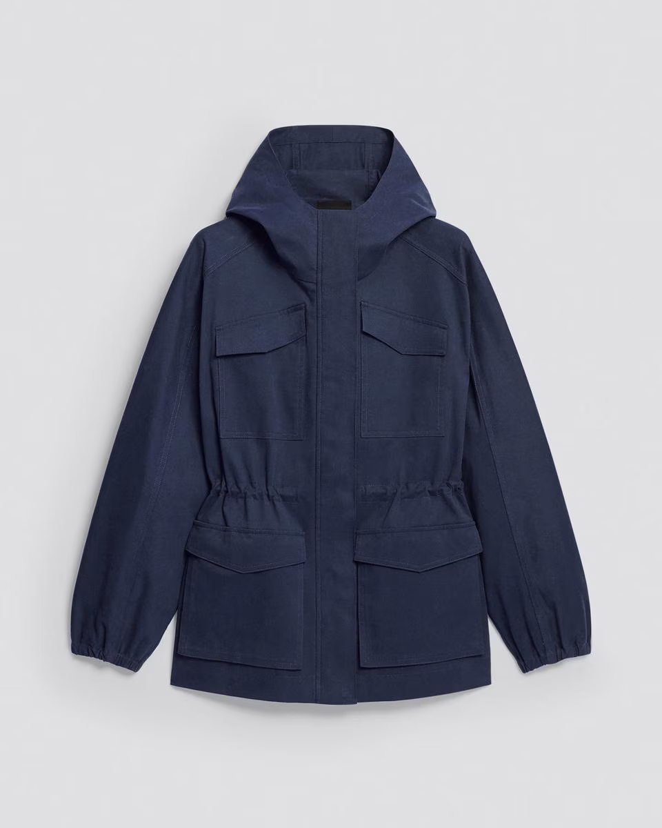 Cinched Windbreaker Jacket in Brushed Chino