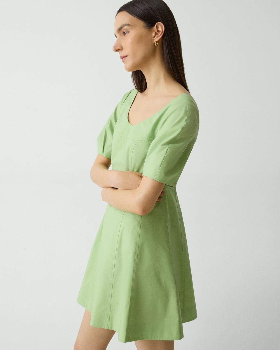 Puff Sleeve Mini Dress in City Poplin