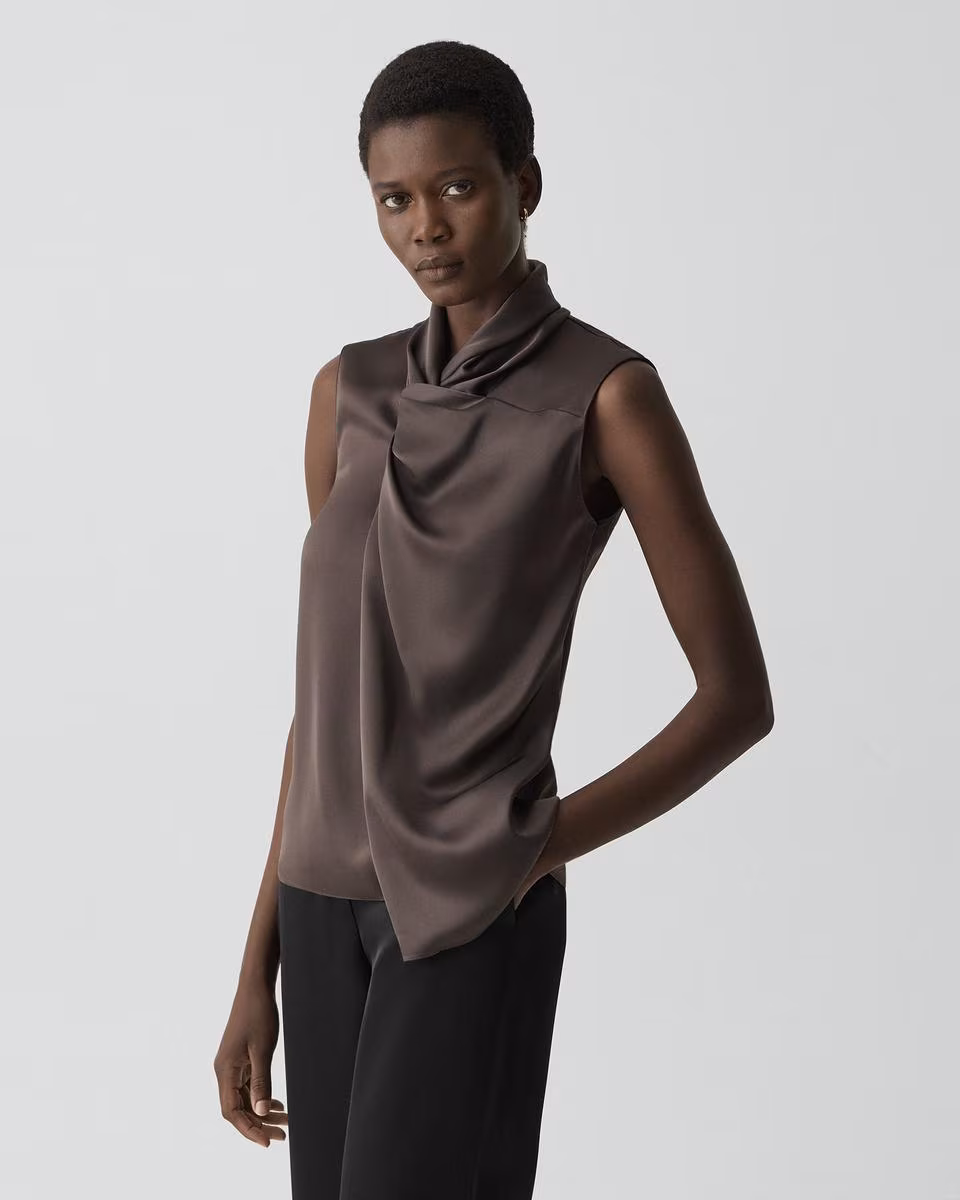 Twisted Split Blouse in Satin