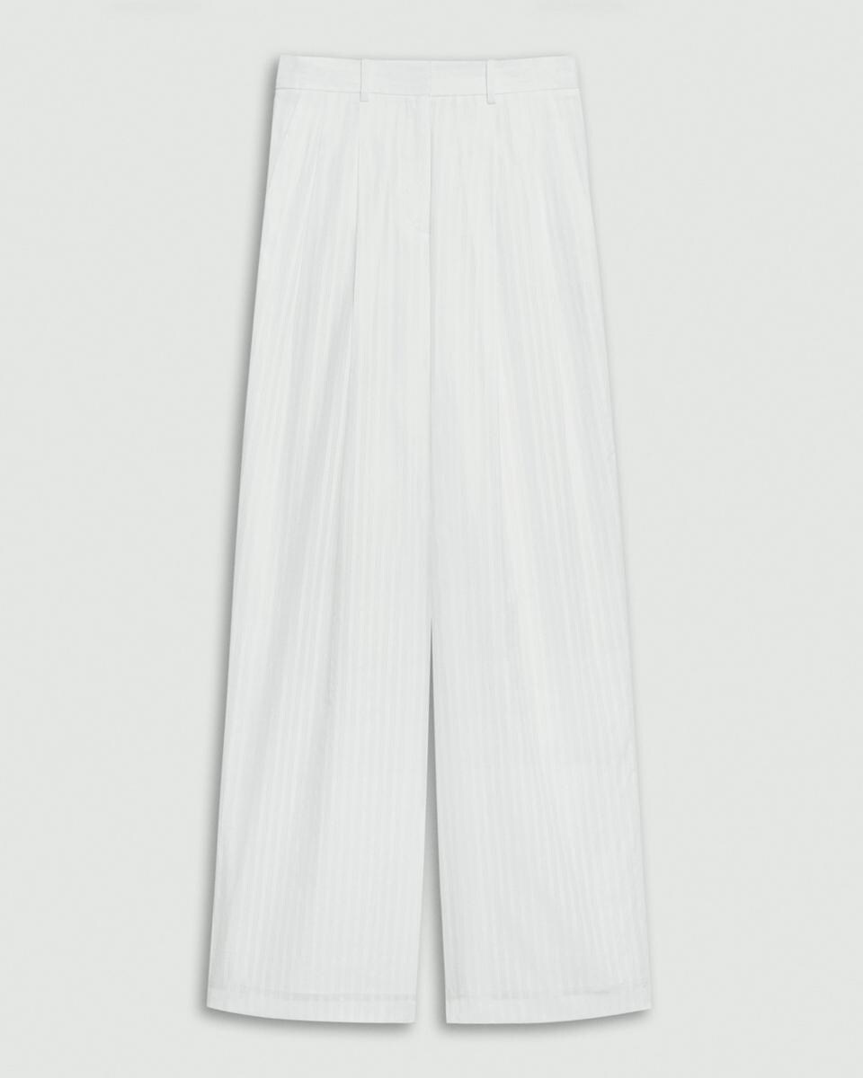 Double Pleat Pant in Linear Cotton