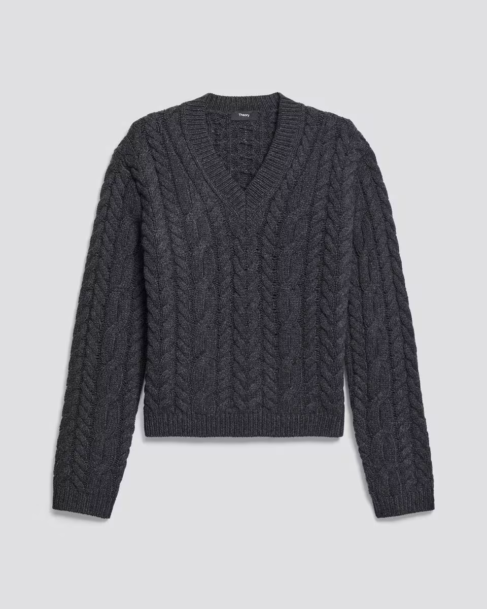 Cable-Knit Sweater in Felted Wool-Cashmere