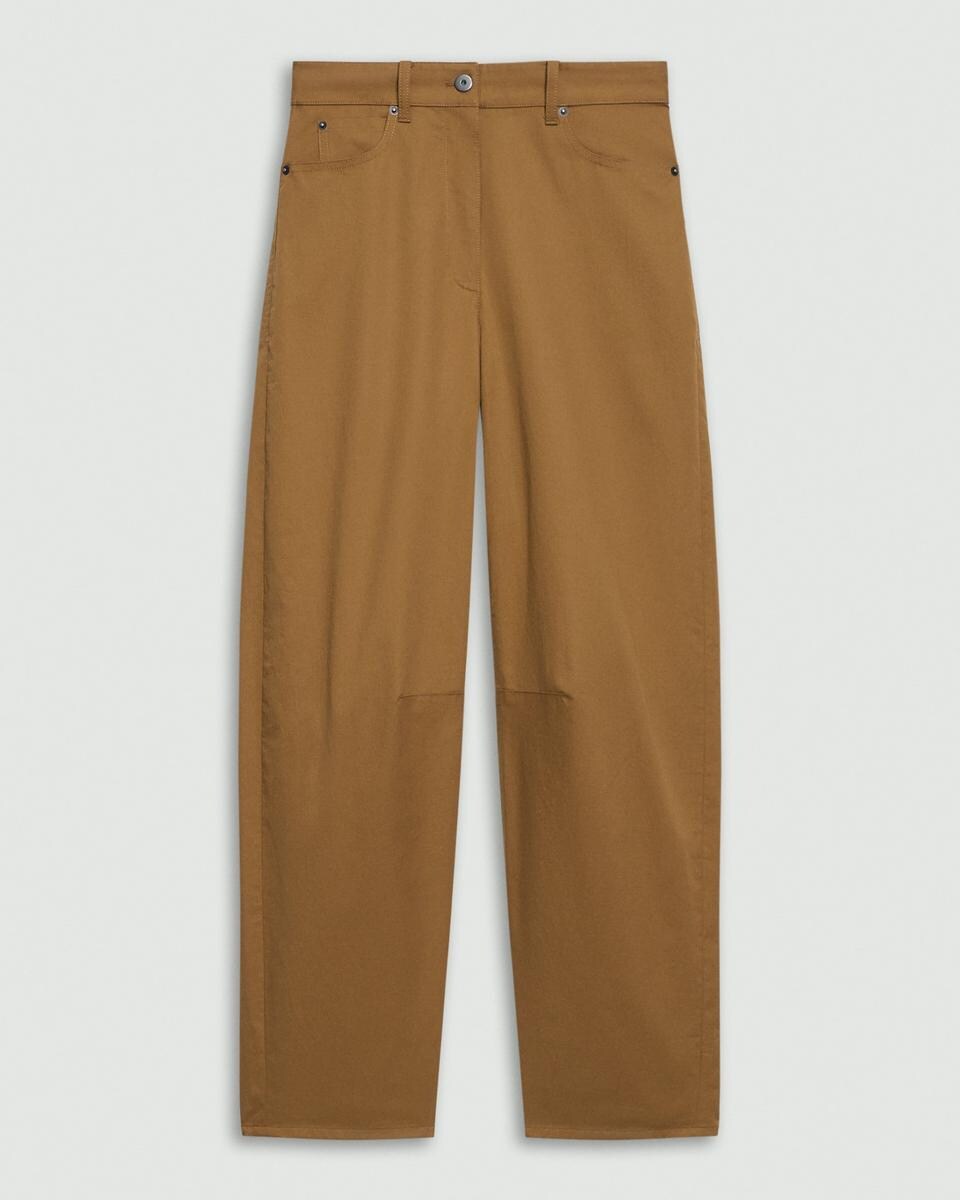 Cropped Barrel Pant in Cotton Twill