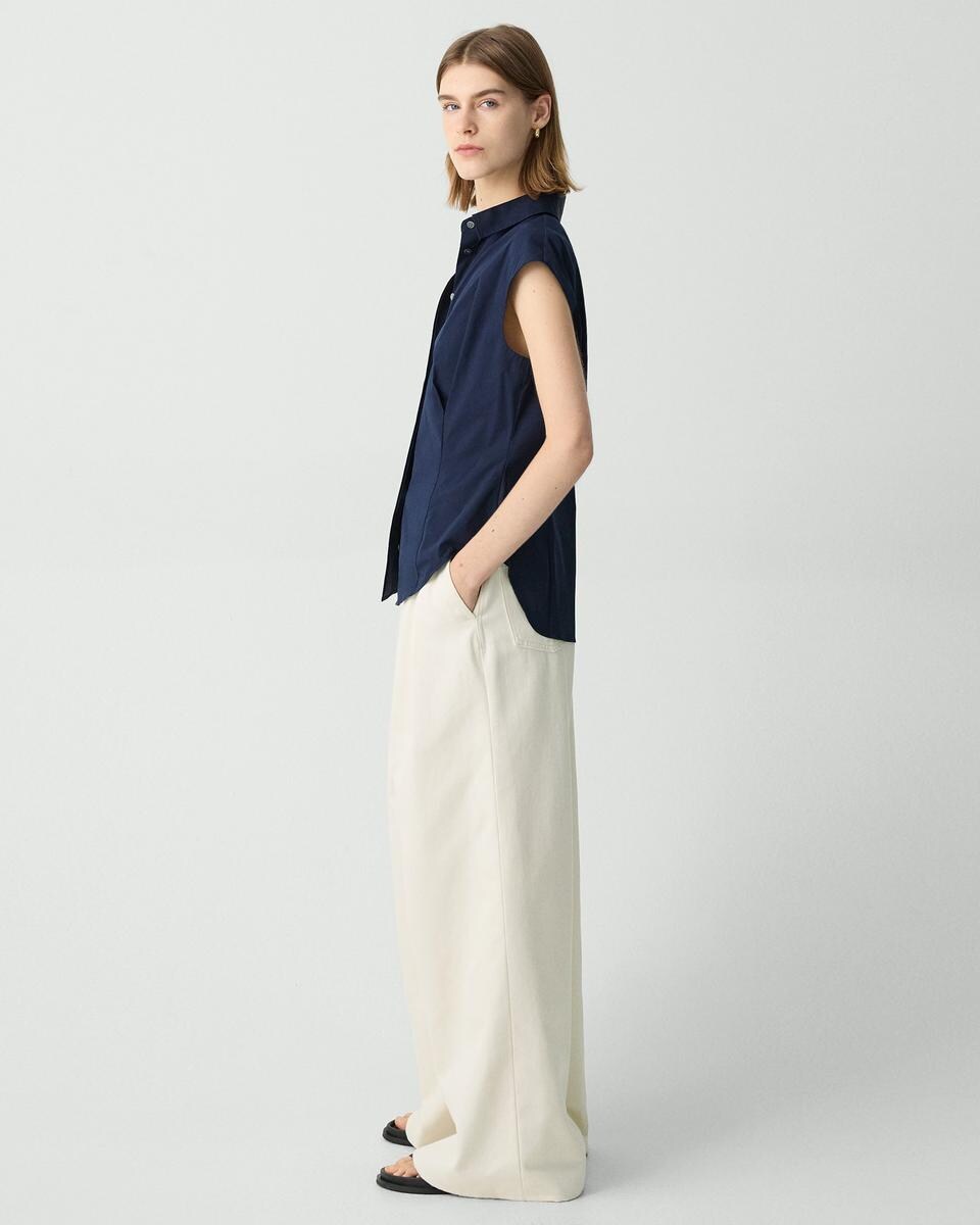 Double Pleat Pant in Denim