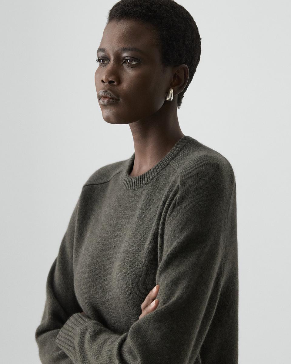 Cropped Crewneck Sweater in Cashmere