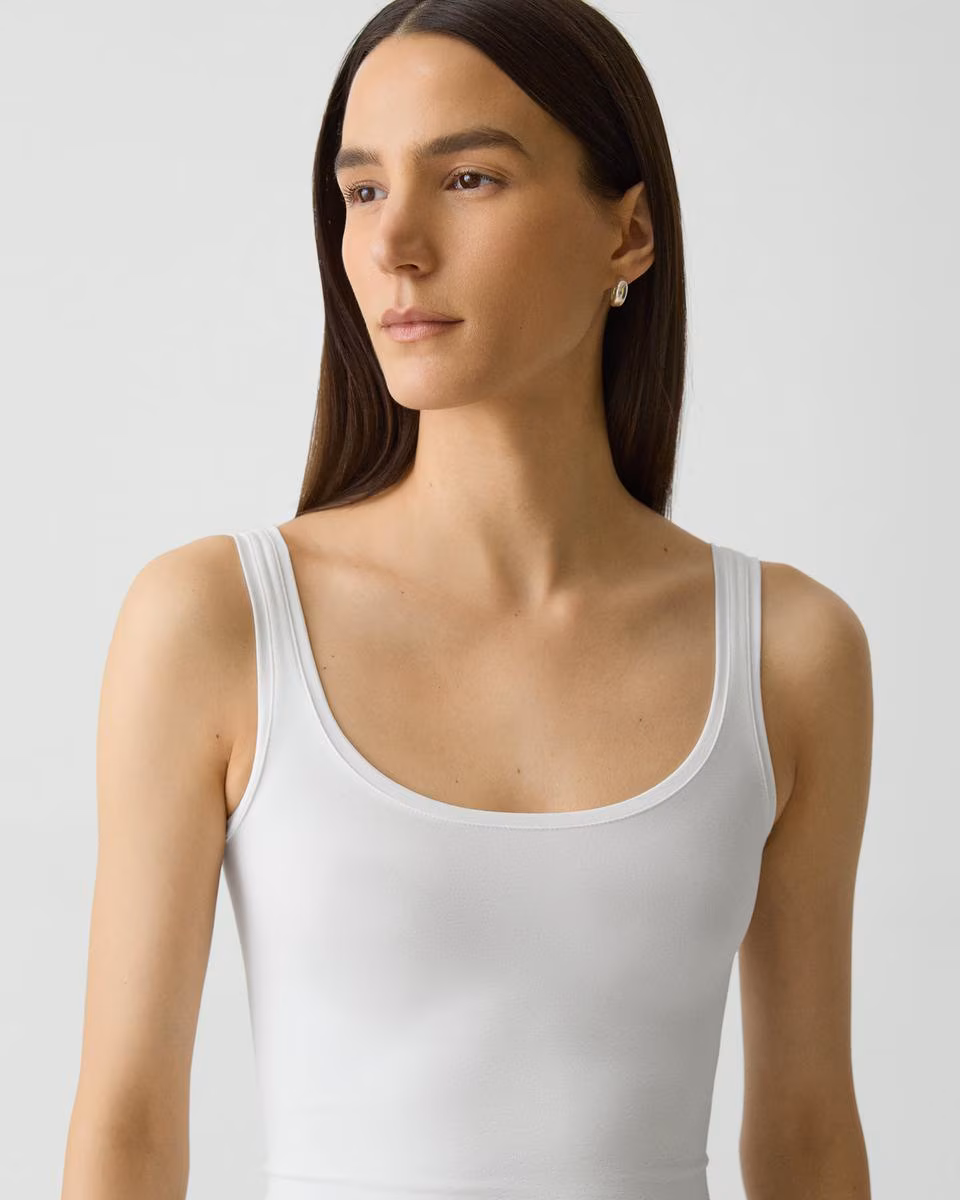 Cropped Tank Top in Stretch Nylon
