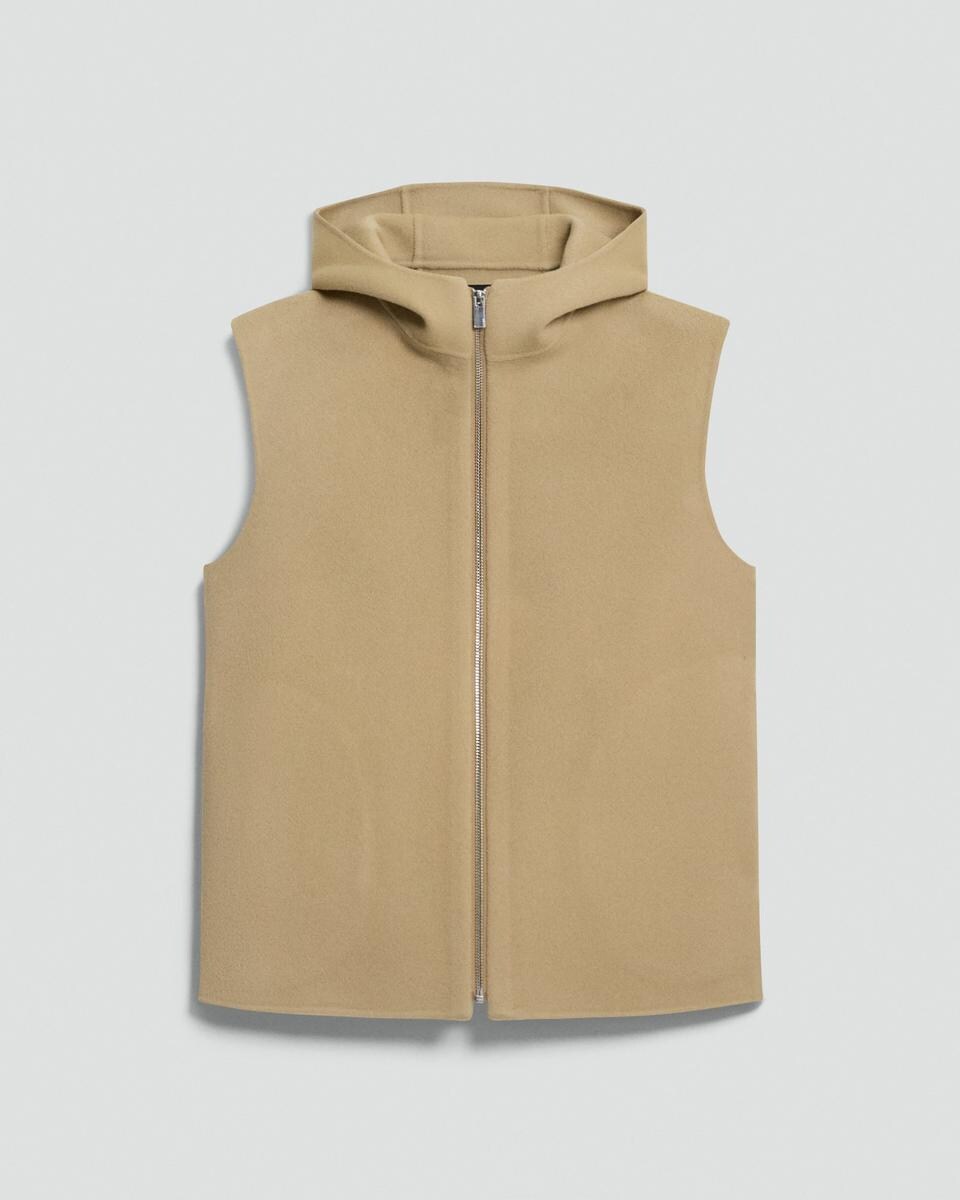 Hooded Vest in Double-Face Wool-Cashmere