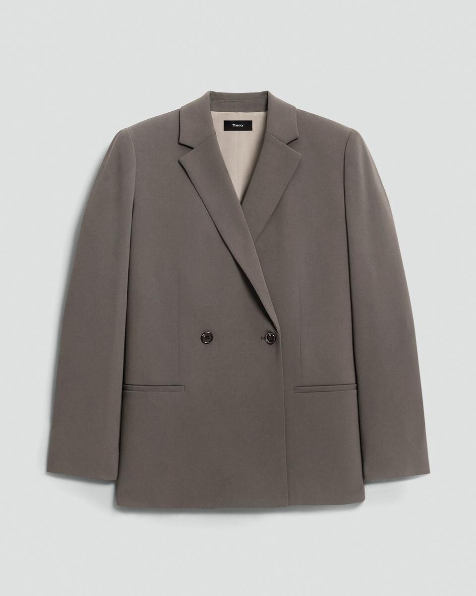 Relaxed Double-Breasted Blazer in Admiral Crepe