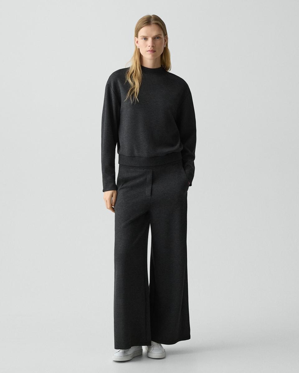 Mock Neck Sweatshirt in Double-Knit Jersey