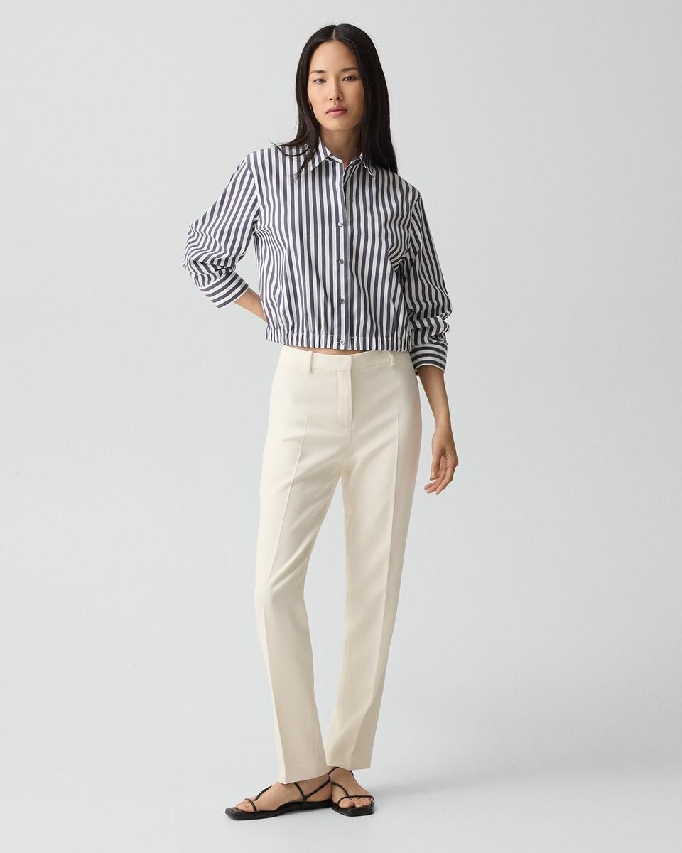 Cropped Shirt in Awning Stripe