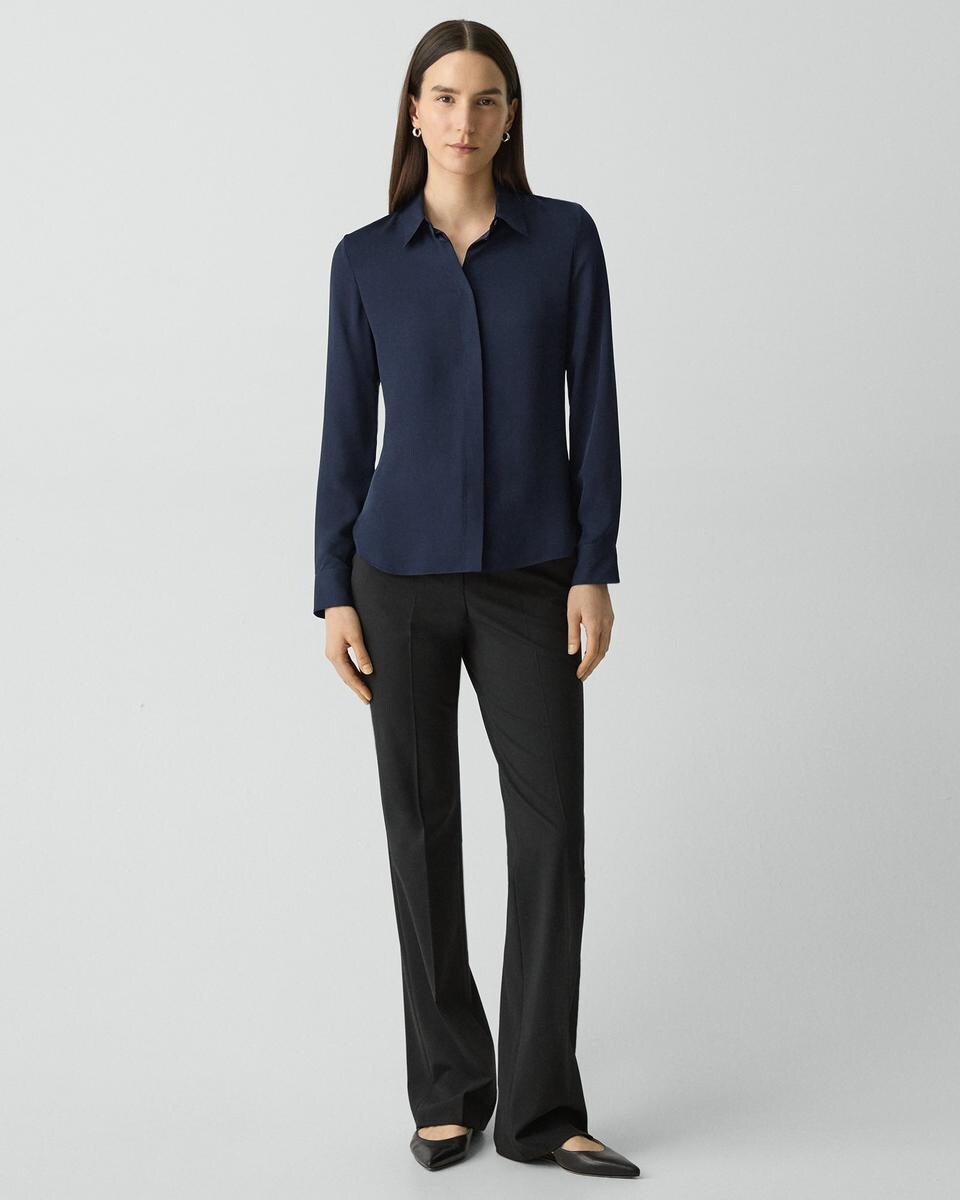 Fitted Shirt in Silk Georgette