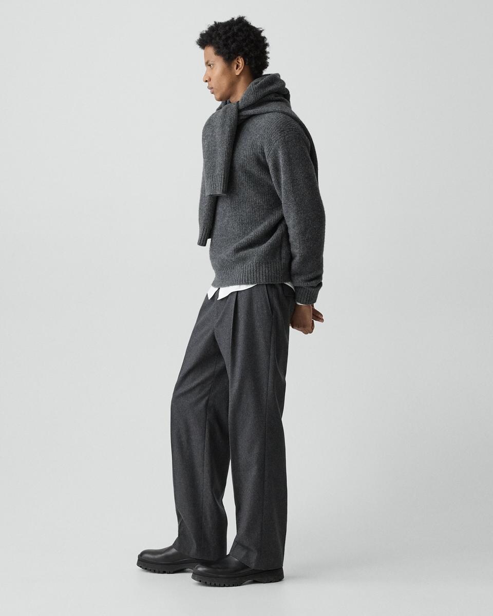 Relaxed Pleat Pant in Cashmere-Blend Flannel