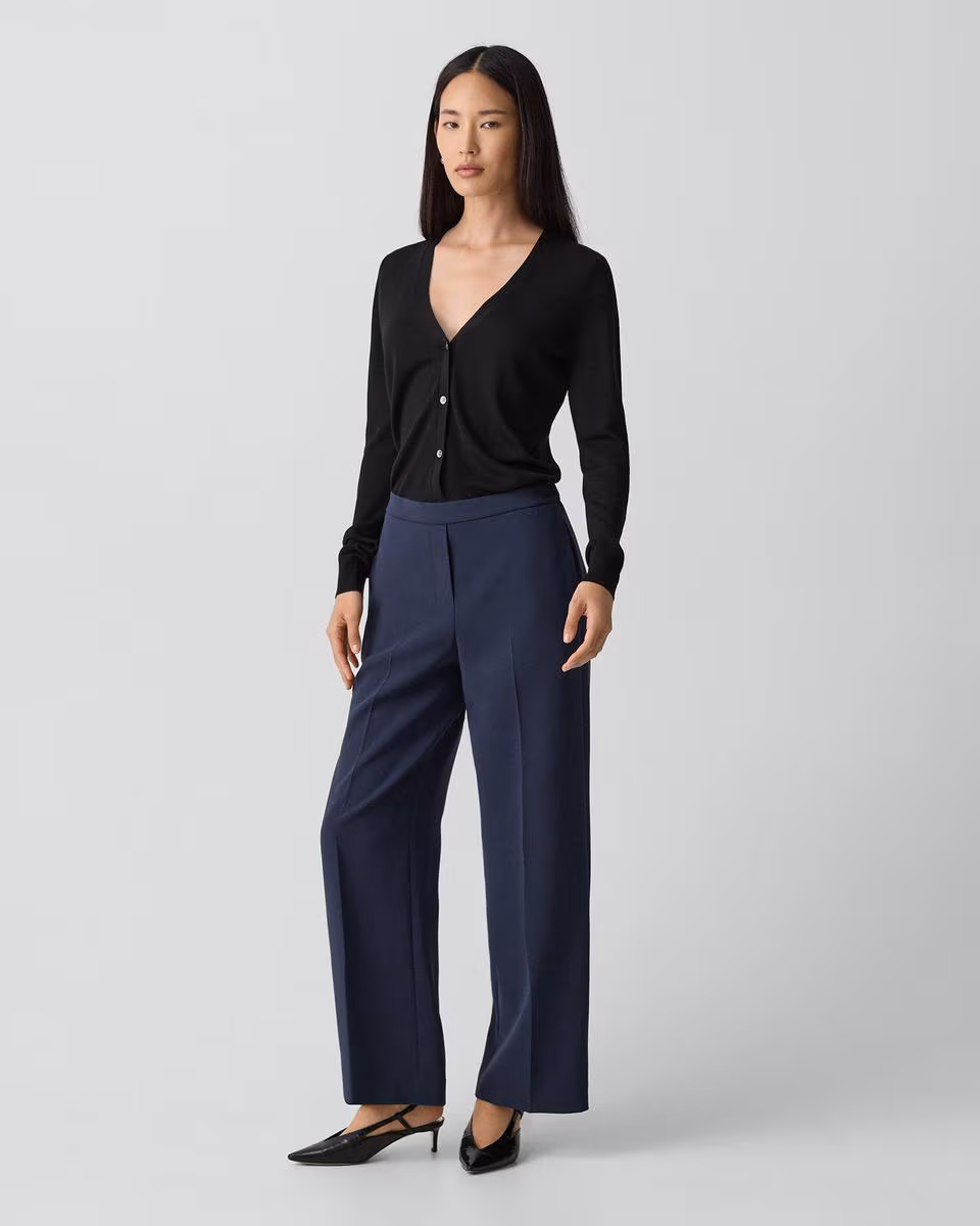 Wide-Leg Pull-On Pant in Admiral Crepe