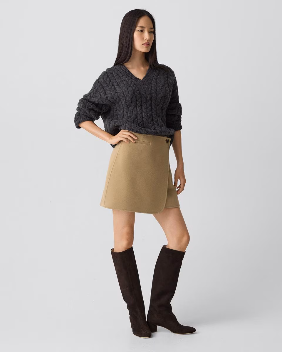 Wrap Skirt in Double-Face Wool-Cashmere