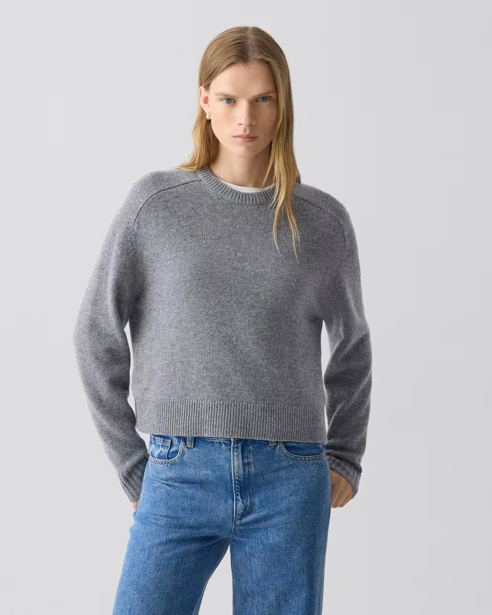 Cropped Crewneck Sweater in Cashmere