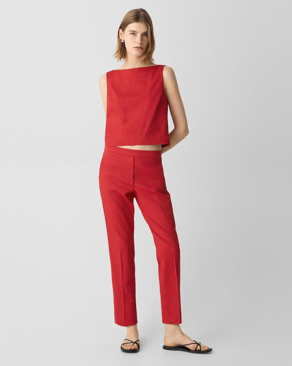 Sleeveless Boatneck Top in Good Linen