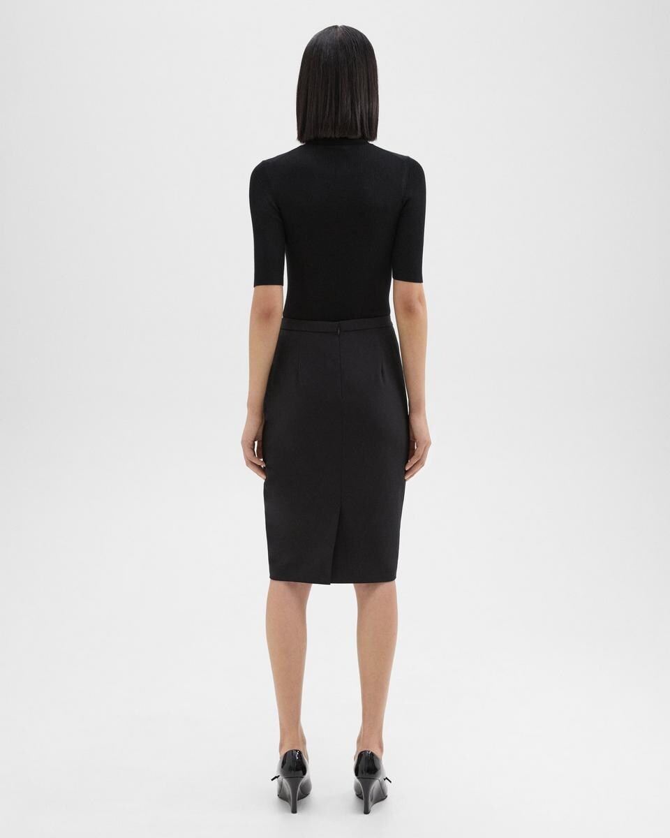 Slim Pencil Skirt in Stretch Wool
