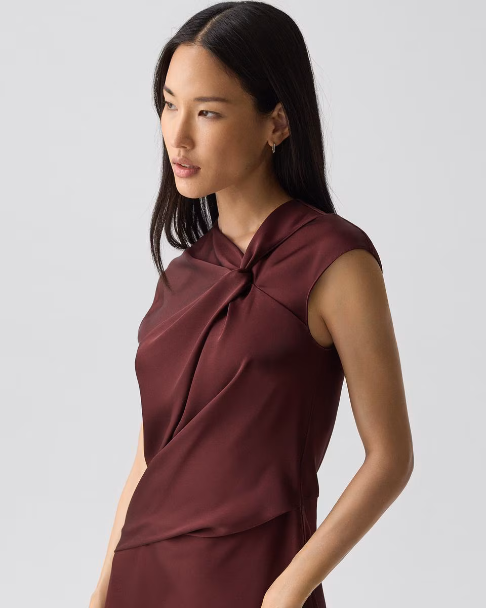 Twist Bodice Dress in Satin