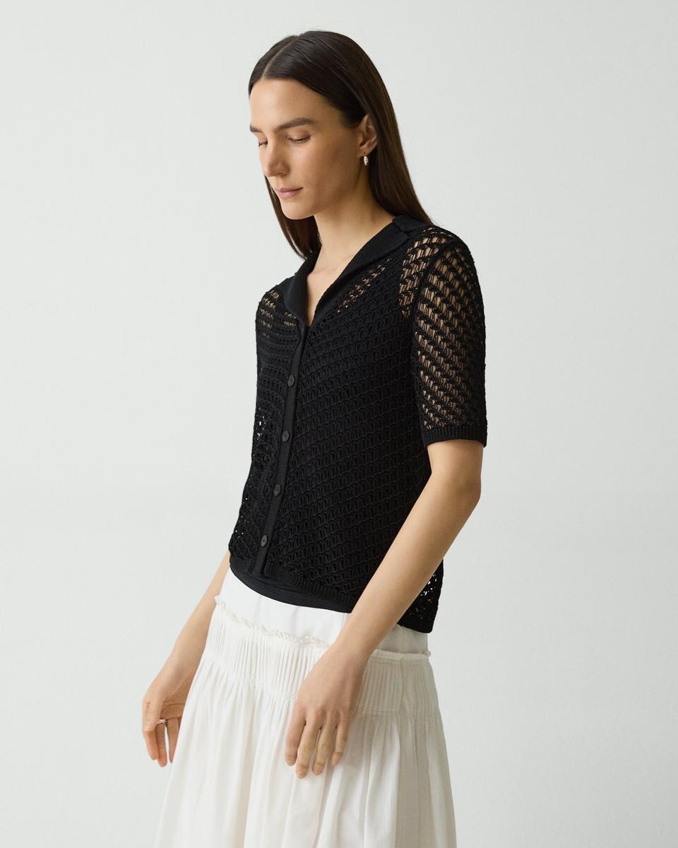 Short-Sleeve Camp Shirt in Sheen Cotton