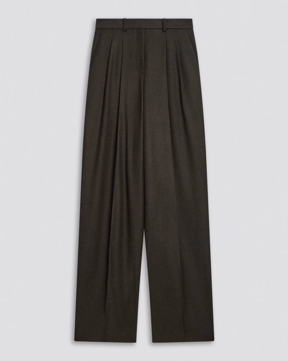 Double Pleat Pant, 33'' in Sleek Flannel