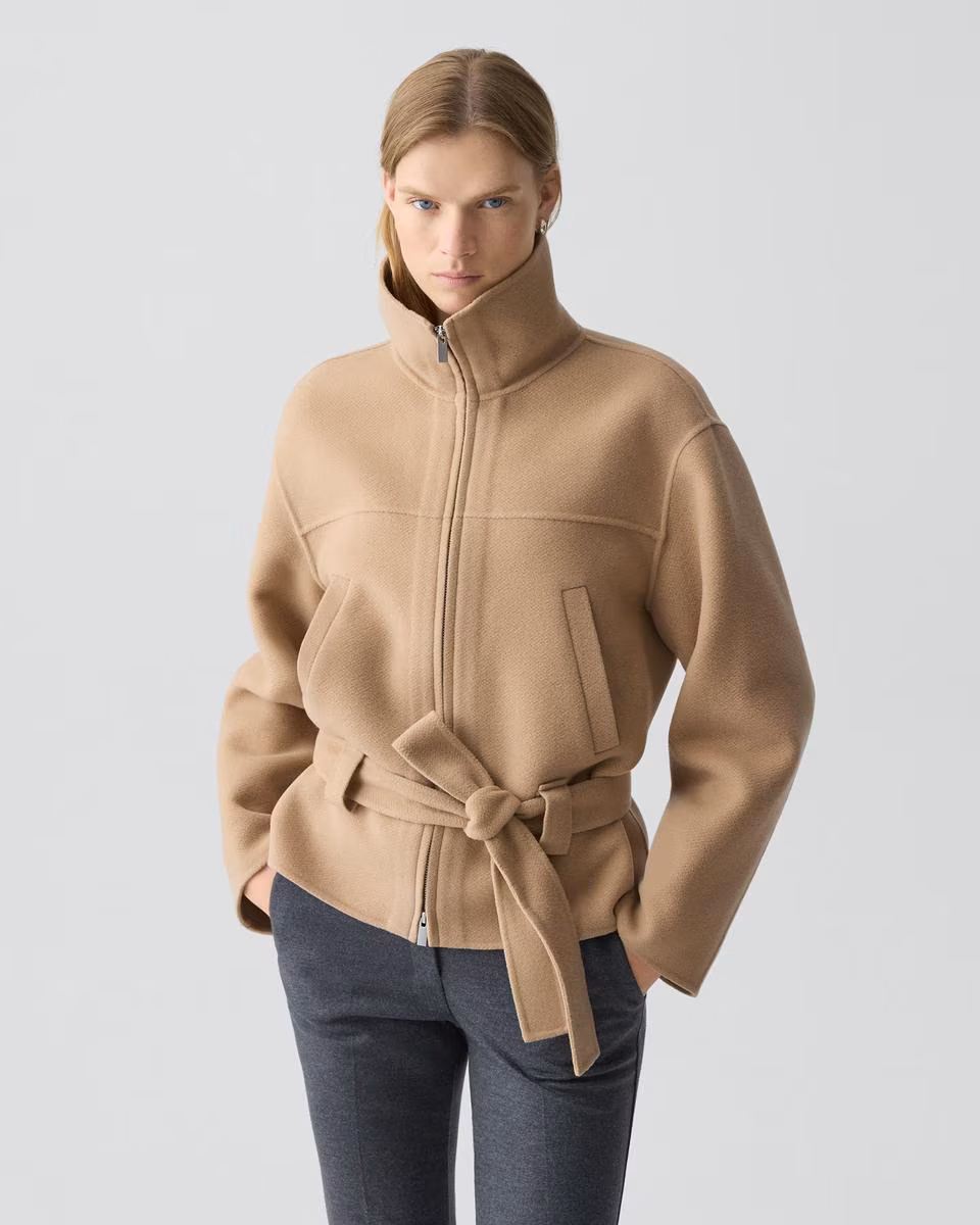 Cropped Anorak Jacket in Textured Wool-Cashmere