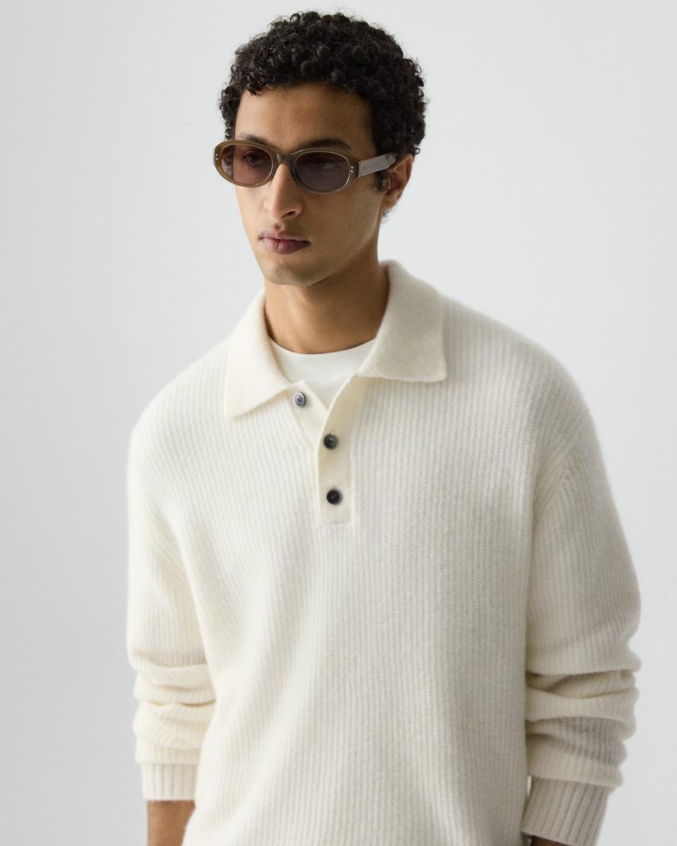 Relaxed Polo Sweater in Astor Wool