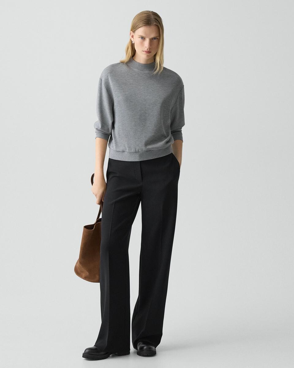Mock Neck Sweatshirt in Double-Knit Jersey