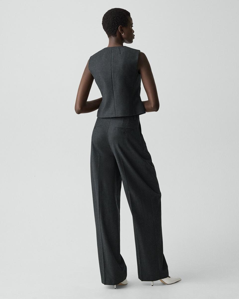 Double Pleat Pant, 33'' in Sleek Flannel