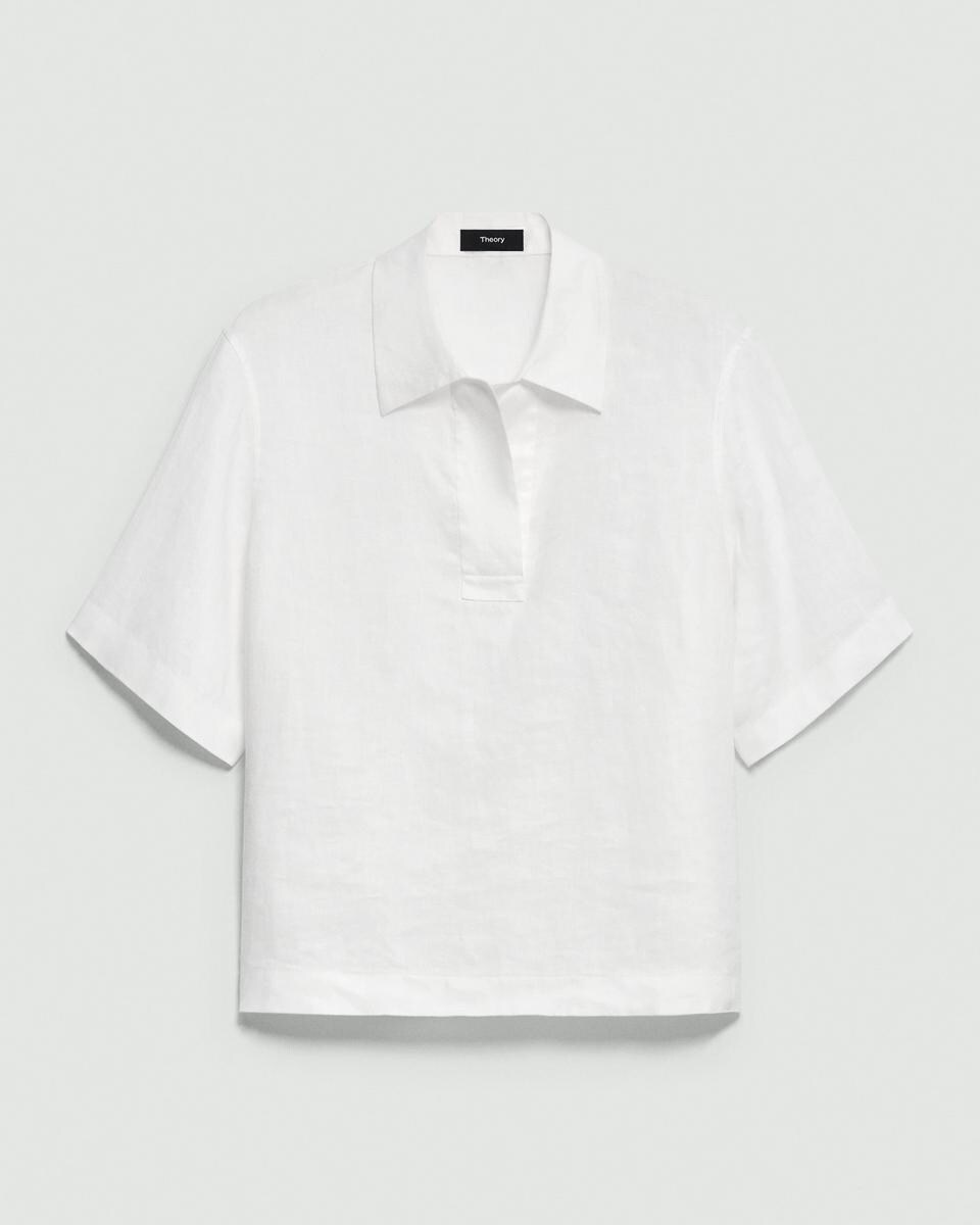 Oversized Polo Shirt in Relaxed Linen