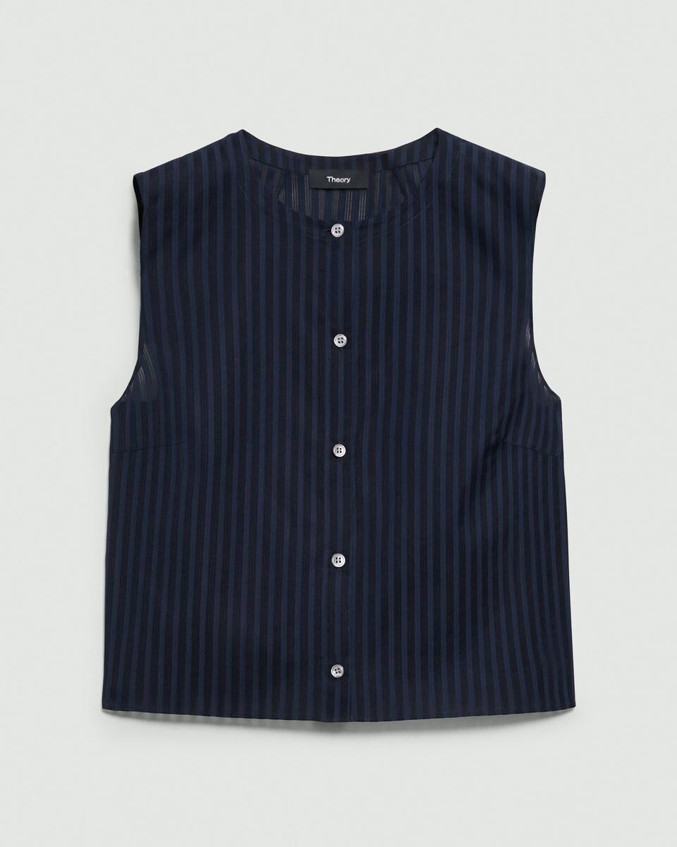 Button-Up Shell Top in Linear Cotton