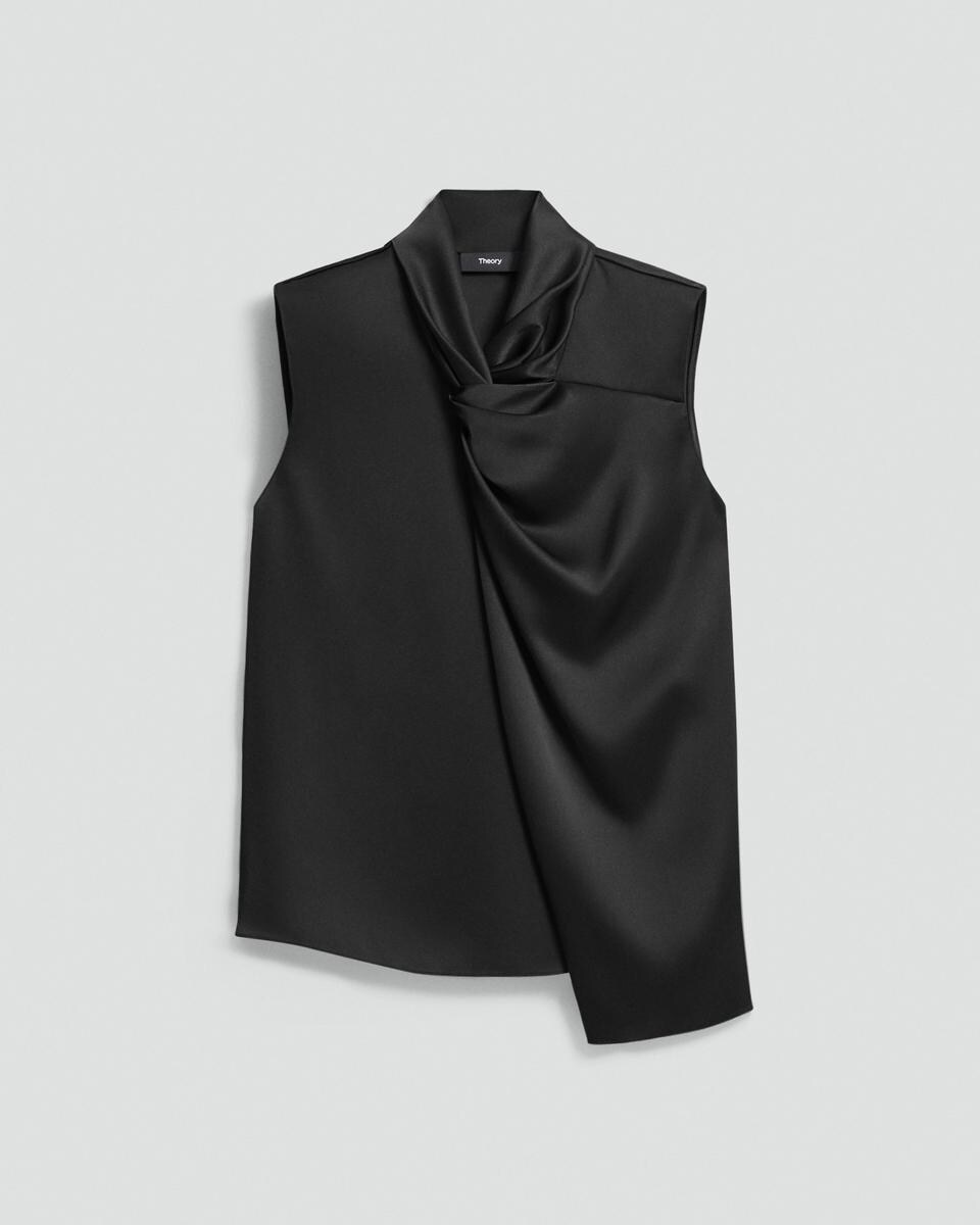 Twisted Split Blouse in Satin