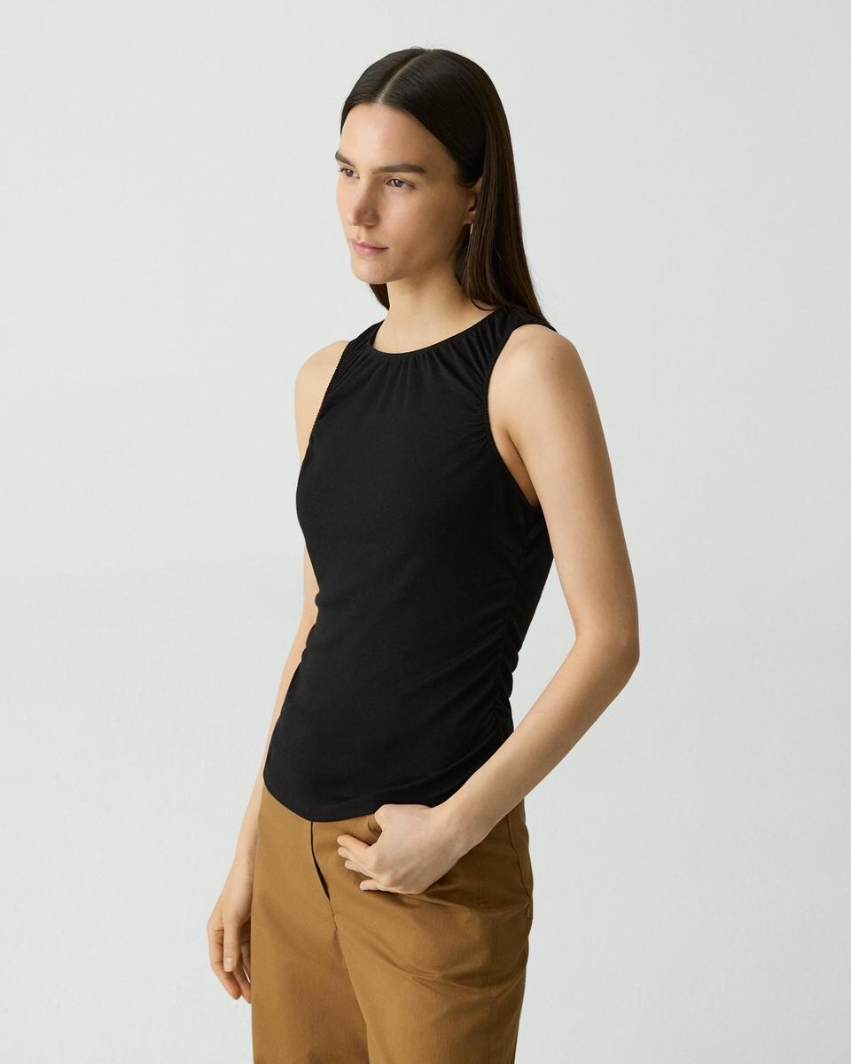 Shirred Top in Soft Rib