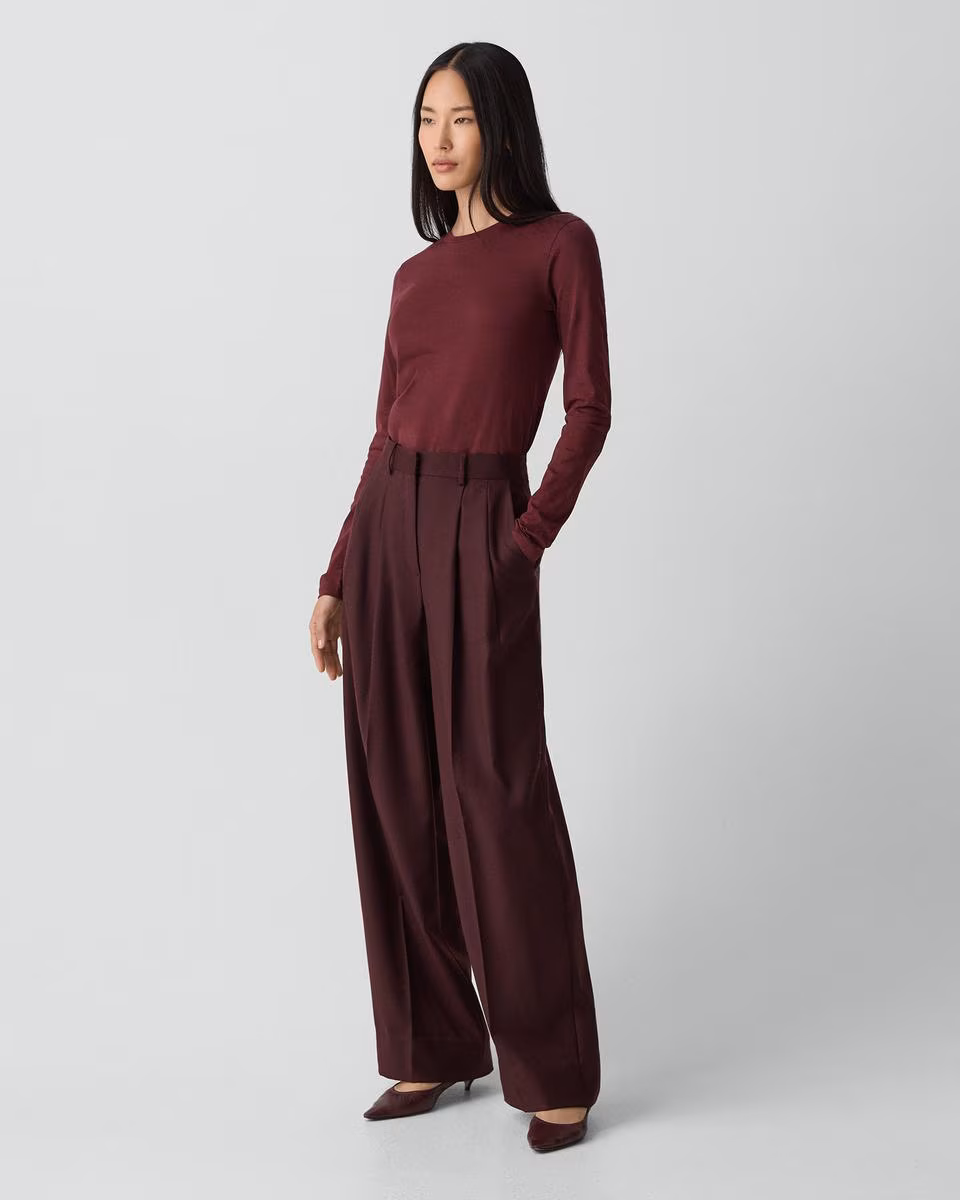 Double Pleat Pant, 33'' in Sleek Flannel
