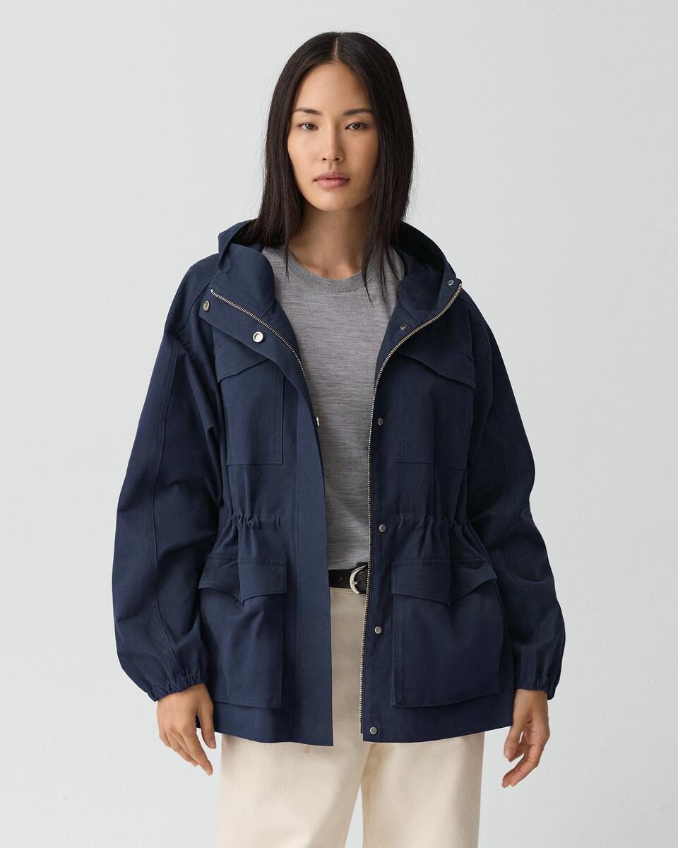 Cinched Windbreaker Jacket in Brushed Chino