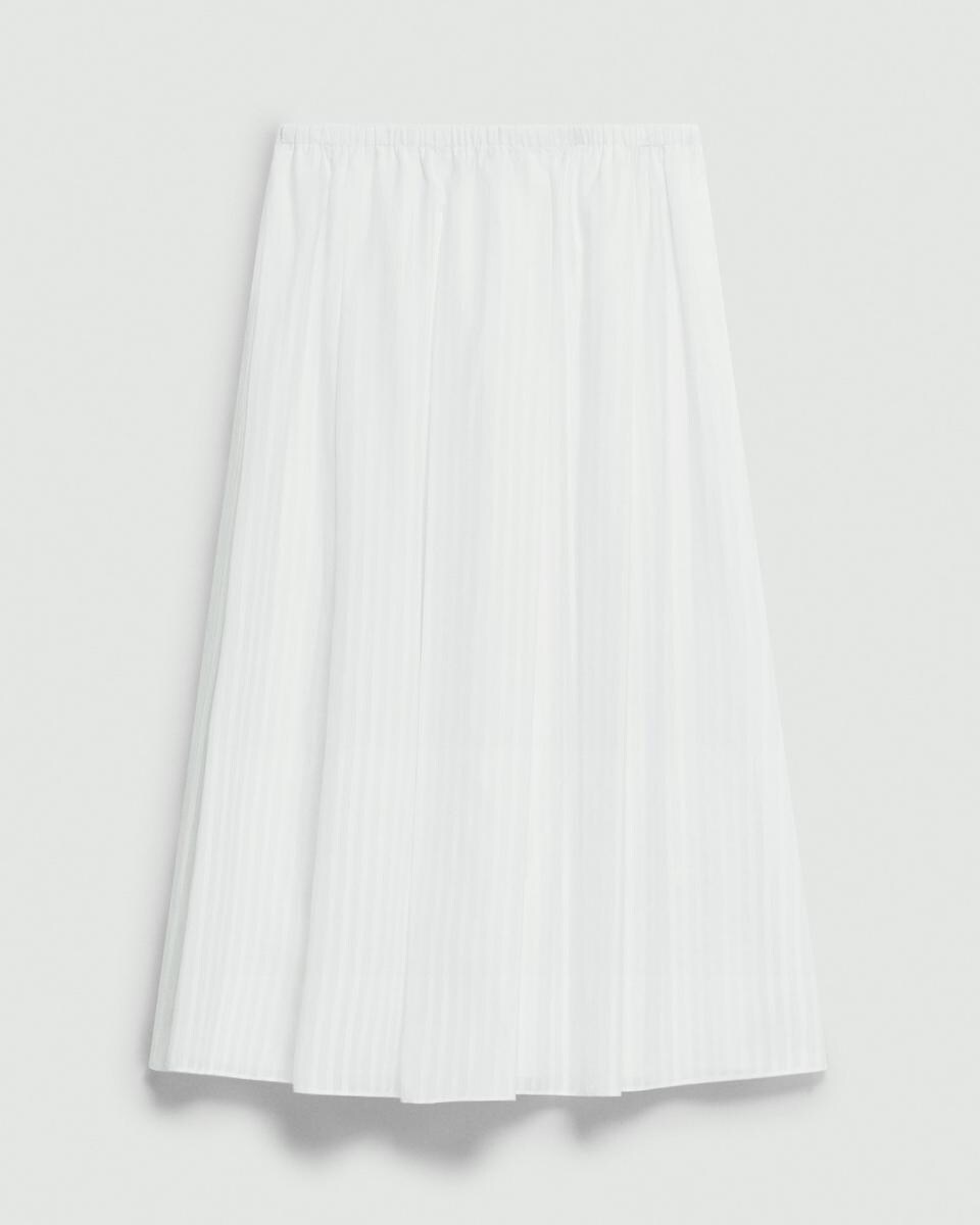 Pleated A-Line Skirt in Linear Cotton