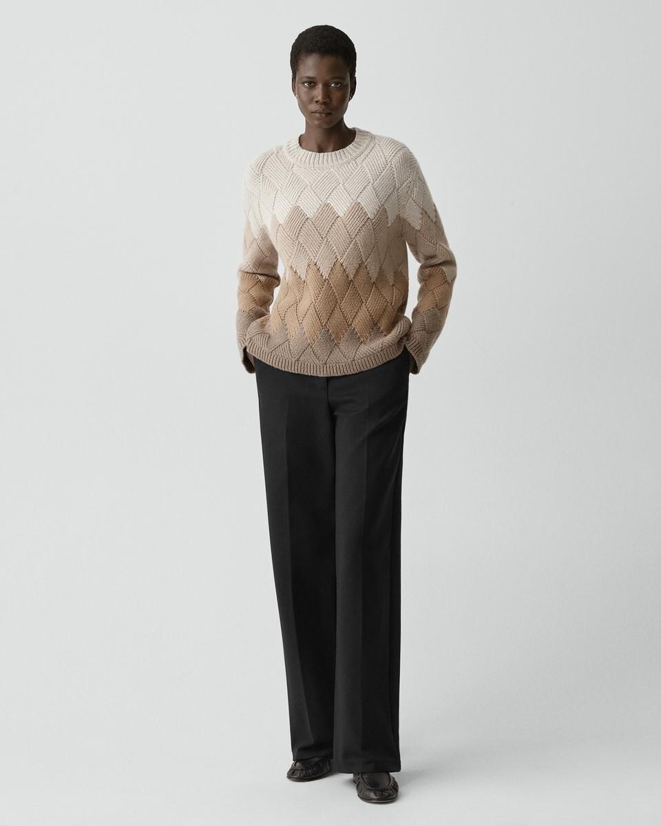 Diamond Weave Sweater in Felted Wool-Cashmere