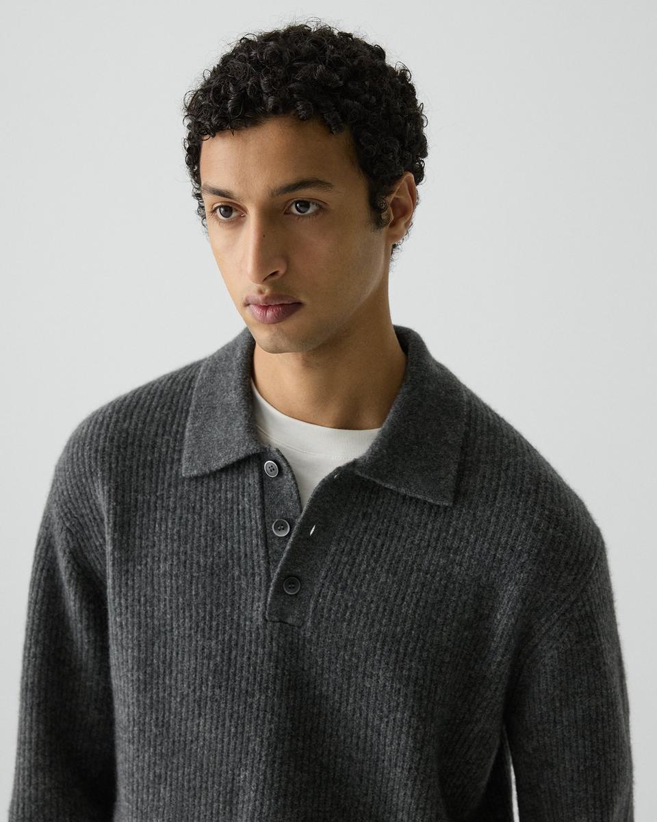 Relaxed Polo Sweater in Astor Wool