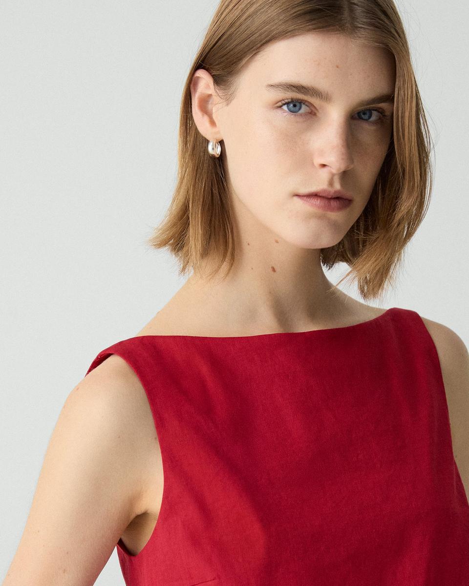 Sleeveless Boatneck Top in Good Linen
