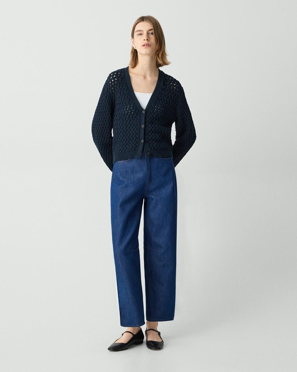 Cable-Knit Cardigan in Rounded Cotton