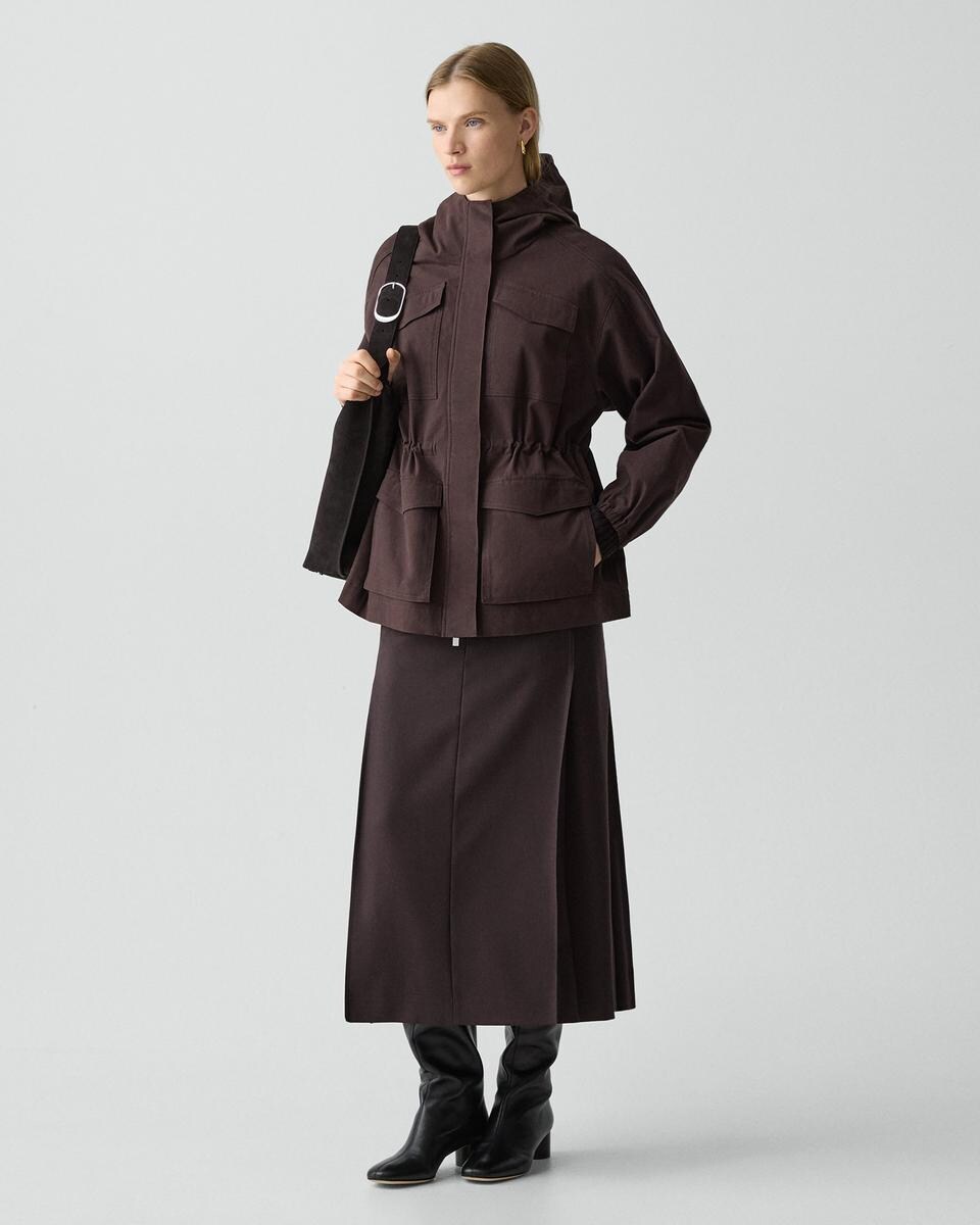 Cinched Windbreaker Jacket in Brushed Chino