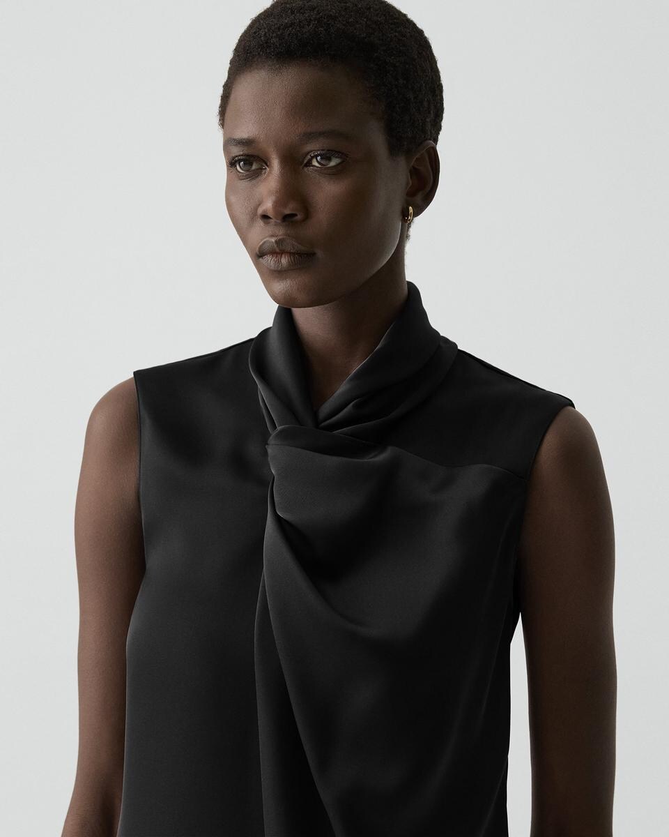 Twisted Split Blouse in Satin