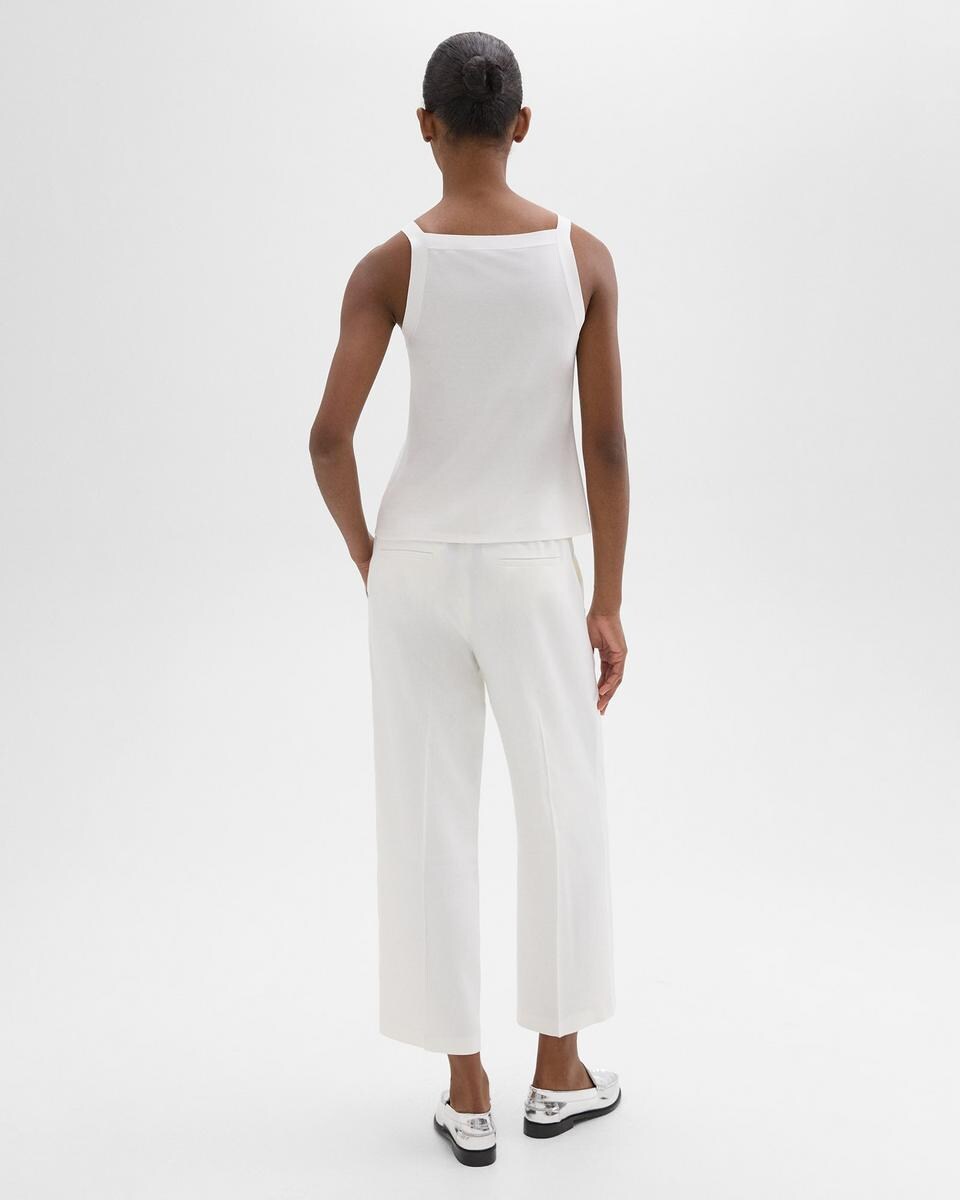 Straight Pull-On Pant in Linen-Viscose