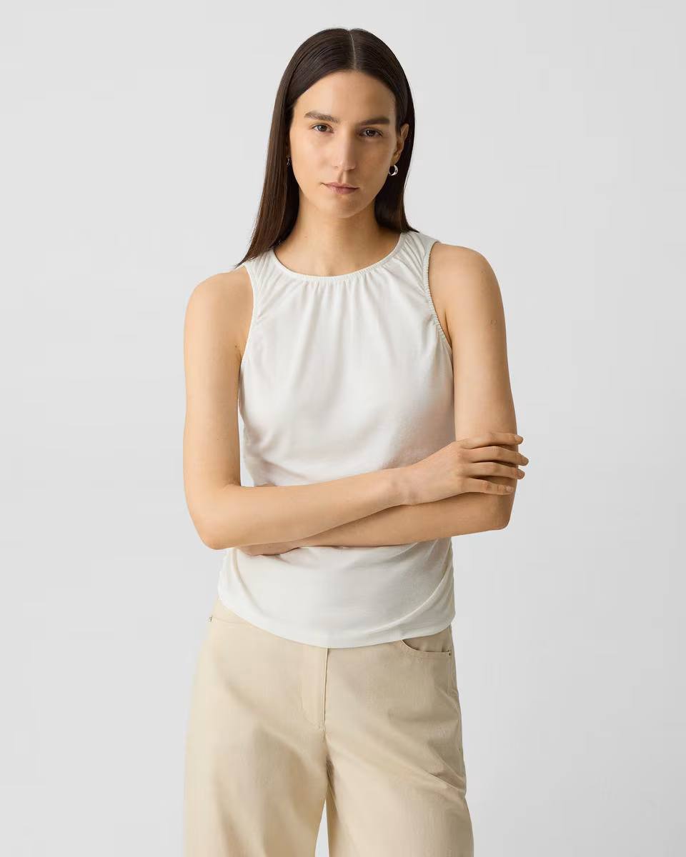 Shirred Top in Soft Rib