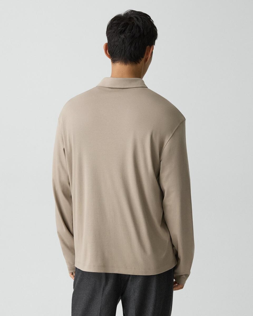 Relaxed Long-Sleeve Polo Shirt in Cotton Jersey