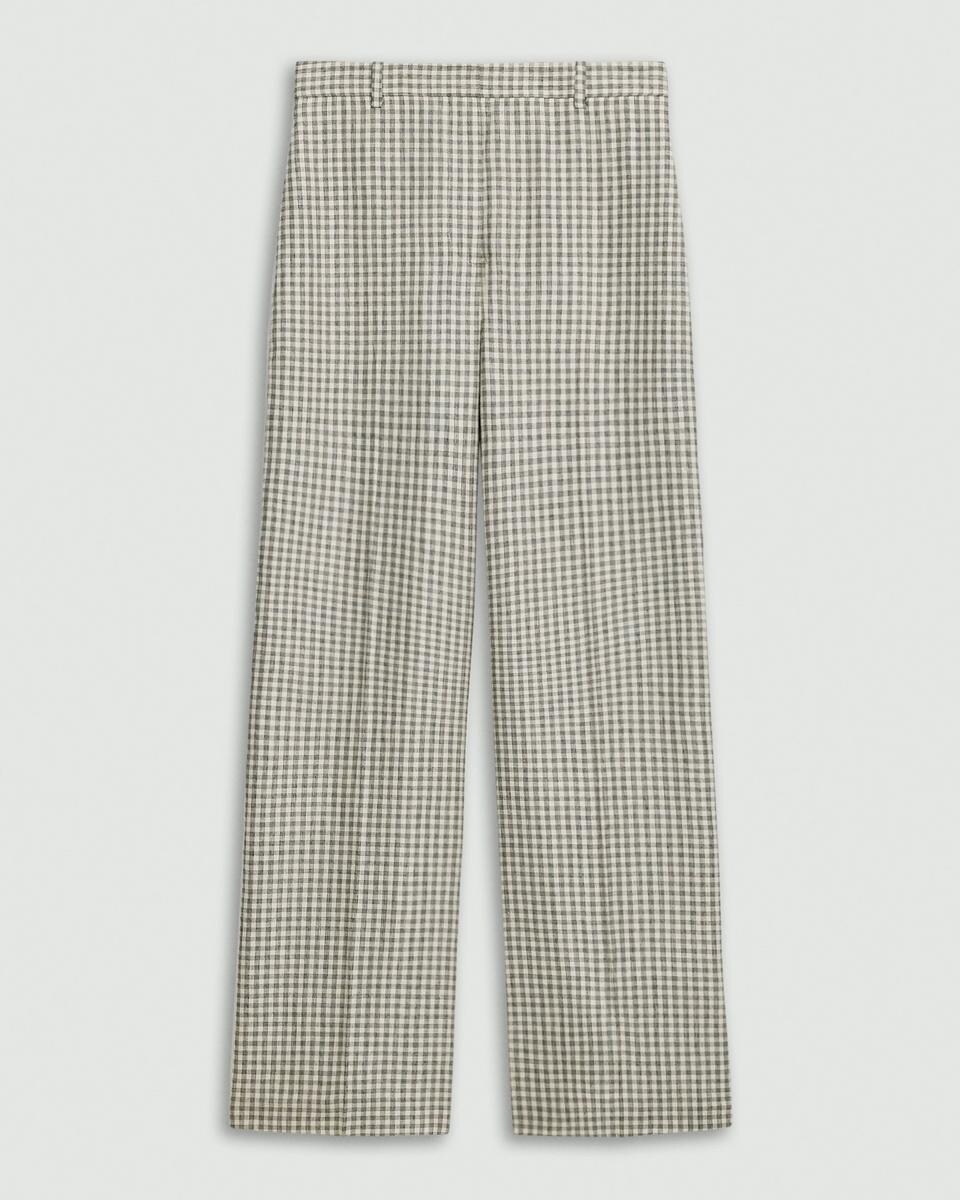 Straight Pant in Checked Linen-Blend