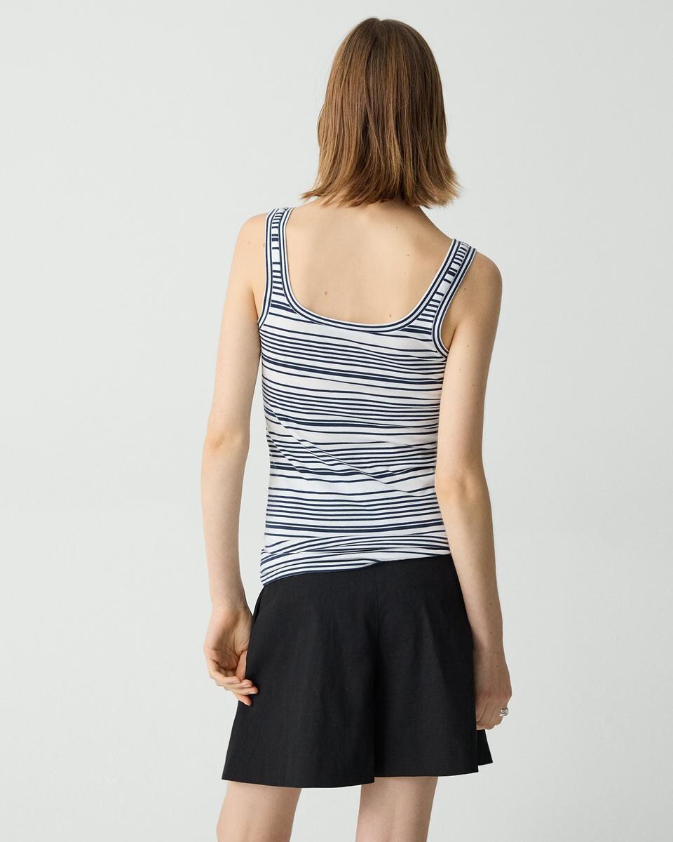Scoop-Neck Tank Top in Striped Cotton Jersey