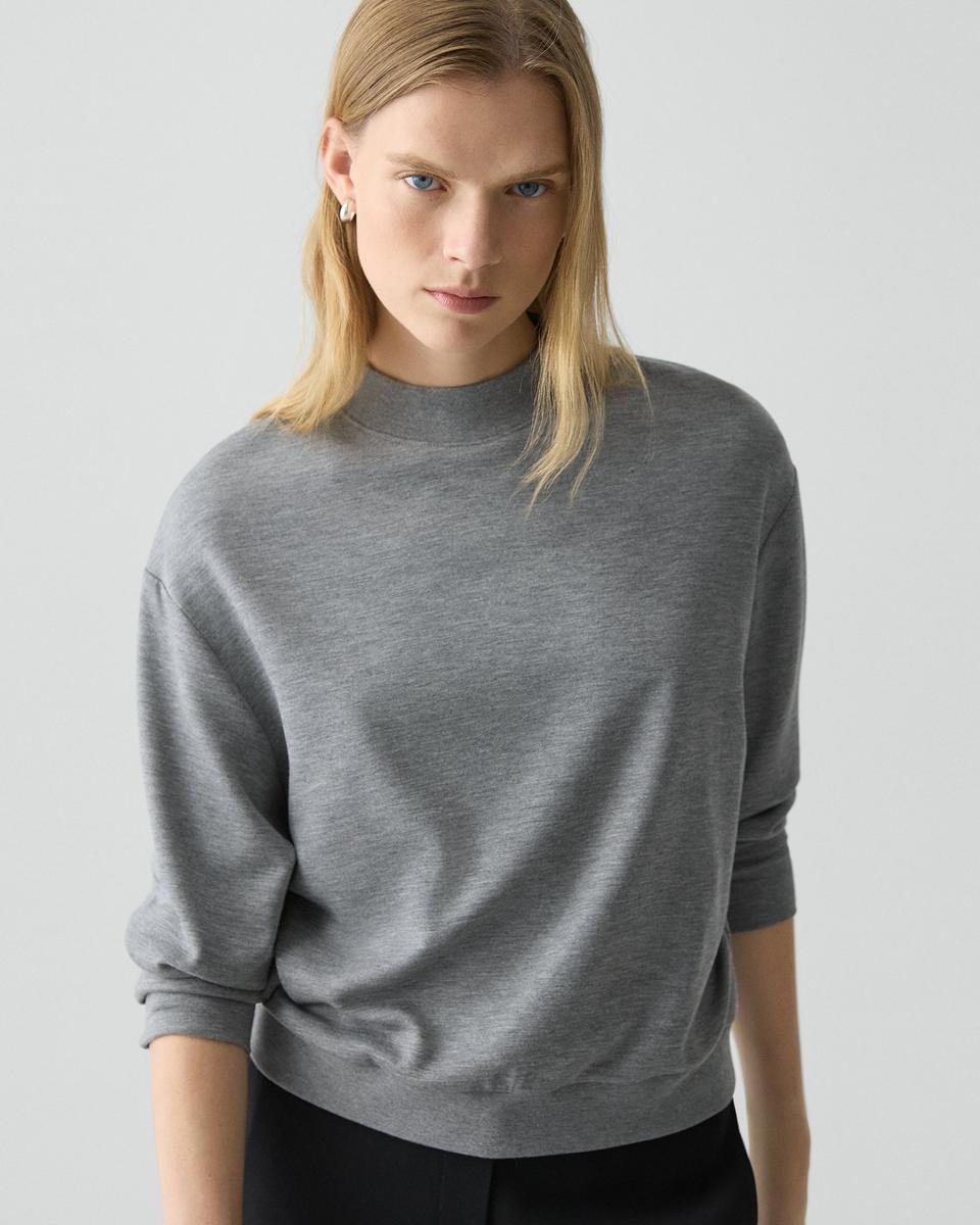 Mock Neck Sweatshirt in Double-Knit Jersey